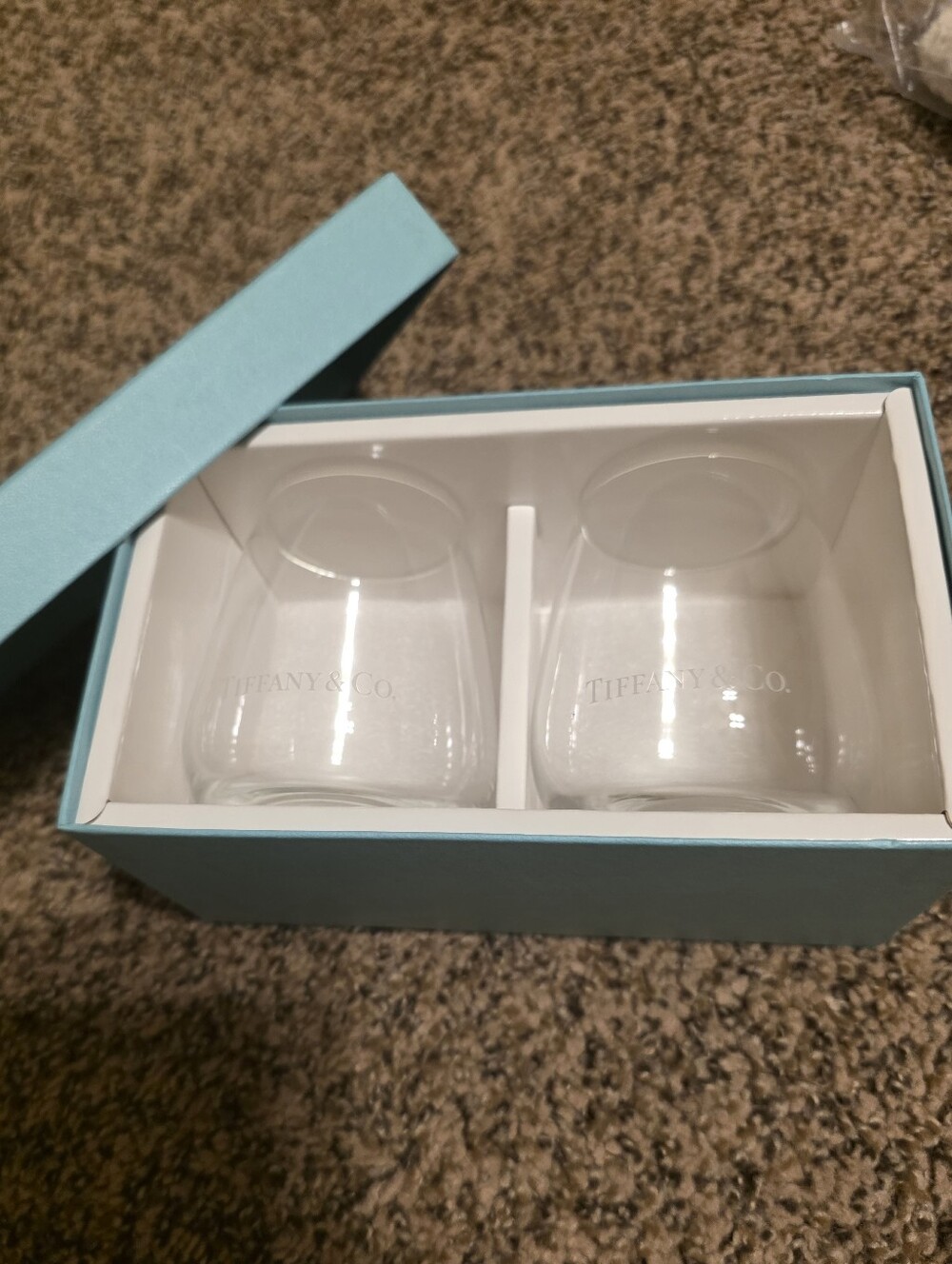 Tiffany & Co. Clear Glass Tumblers in Tiffany Blue Box/New/ Set Of 2